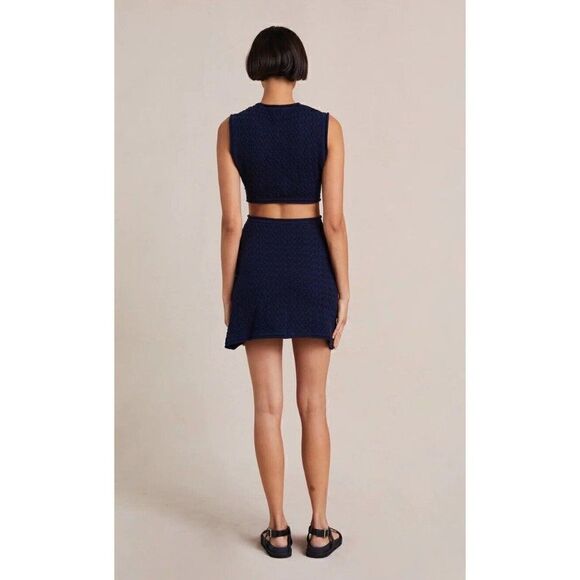 NWT FREE PEOPLE X BEC + BRIDGE Sz US 4 EFFIE KNIT MINI CUTOUT DRESS INK BLUE - Picture 4 of 6